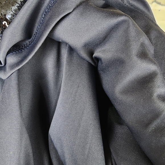 Adrianna Papell Sequin Cap Sleeve Sheath Dress Navy Size 10 Evening Sparkle - Picture 13 of 16